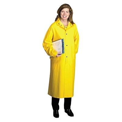 Anchor Brand 4148XL 48 in Raincoat with Detachable Hood, 0.35 mm, PVC over Polyester, Yellow, X-Large