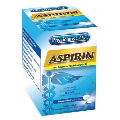 First Aid Only 54034 PhysiciansCare Aspirin, 325 mg, 2 pk/125 pk per Box