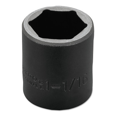 Proto J7434H Torqueplus Impact Sockets, 1/2 in Drive, 1 1/16 in Opening, 6 Points