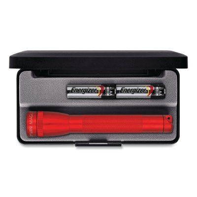 MAGLITE M2A03L Mini Maglite AA Flashlight, 2 AA, 14 Lumens, Red, Presentation Box