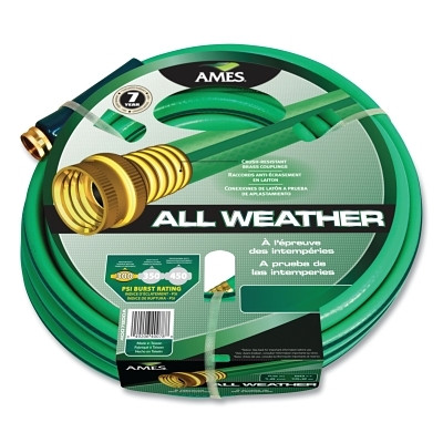 AMES 4007800A All-Weather Garden Hose, 5/8 in dia x 50 ft L, Green/Blue
