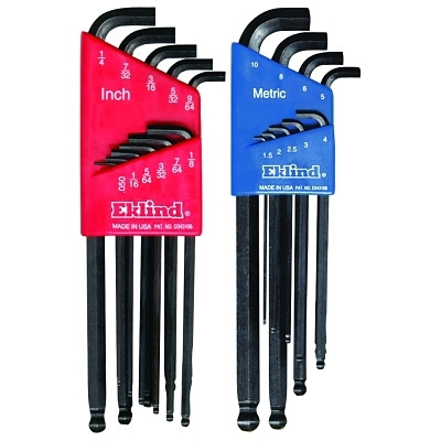 Eklind Tool 13122 Ball-Hex-L Stubby Key Set, Hex Ball Tip, Inch/Metric