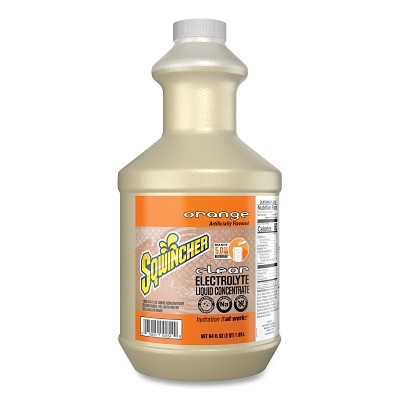 Sqwincher 159030875 Liquid Concentrate, 64 oz, Bottle, Yields 5 gal, Orange, Dye Free