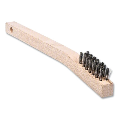 DeWalt DW49706 Wire Scratch Brush, 7 in Overall L, 14 Bristle Rows, Stainless Steel, Angled Wooden Handle