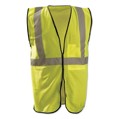 OccuNomix ECOGCYLXL High Visibility Value Safety Vest, OccLx, Std, Class 2 Type R, Polyester Mesh, 2 in Refl Tape, 1 Pocket, Lg/XL, Yellow