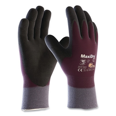 ATG 56-451/XL MaxiDry Zero Seamless Knit ATG Gloves with Thermal Lining, Grip on Full Hand, X-Large, Purple