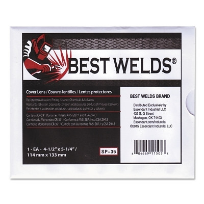 Best Welds SP35 Cover Lens, Scratch/Static Resistant, 4-1/2 in x 5-1/4 in, 70% CR-39 Plastic