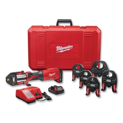 Milwaukee Tool 2922-22 M18 FORCE LOGIC Cordless Press Tool, Kit, w/One-Key, 18 V, 7200 lb Crimping Force, 2 Batteries, Charger, 6 Jaws