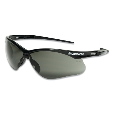 Jackson Safety 50007 SG Series Safety Glasses, Smoke Mirror Poly Lens, Sta-Clear Anti-Fog, Black Poly Half-Frame