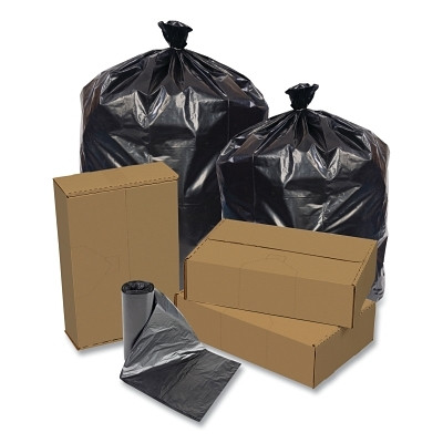 Pitt Plastics RPS10003XK ECO Strong Can Liner, 60 gal, 2.7 mil, 38 in W x 63 in H, Black