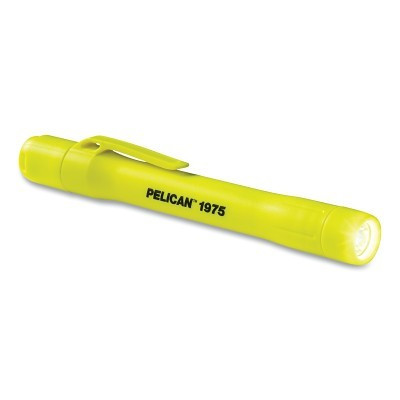 Pelican 1975T LED Pen Light 2-AAA with Helmet Bracket ABS Hi-Vis Yellow Tubed