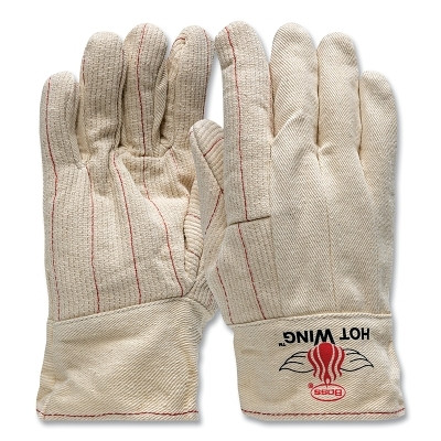 PIP 1BC42128A Hot Wing Extra Heavy Weight Cotton Hotmill Gloves, Cotton, Felt Lining, Natural, Large