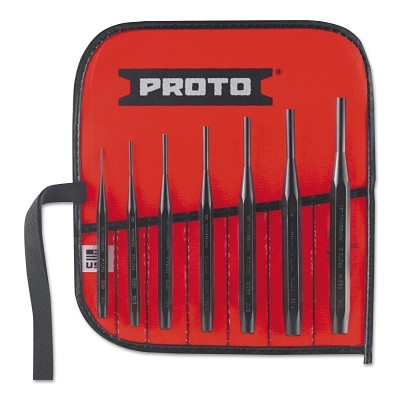 Proto J48007 7 Pc Super-Duty Drive Pin Punch Set, Flat, English, Kit Pouch