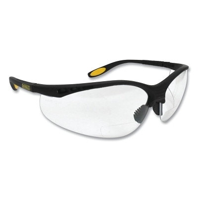 DeWalt DPG59-120D Reinforcer RX Bi-Focal Safety Glasses, Clear Lens, Polycarbonate, Hard Coat, Black Frame, +2.0