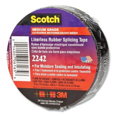 3M 7000058491 Linerless Electrical Rubber Splicing Tape 2242, 3/4 in W x 15 ft L, Black