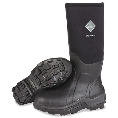 Muck Boots ASPSTLBL080 Arctic Sport Safety Toe Boots, Size 8, 15 in H, Neoprene Rubber, Black