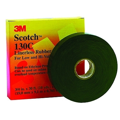 Scotch 7000006090 Linerless Rubber Splicing Tape 130C, 30 ft x 1 in, Black