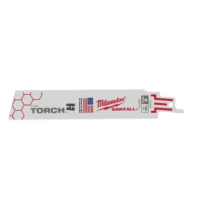 Milwaukee Tool 48005784 THE TORCH Bi-Metal SAWZALL Blade, 6 in L, 18 TPI, For Rigid Conduit/Strut, 5 EA/PKG