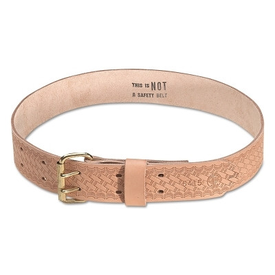 Klein Tools 5415S Heavy-Duty Embossed Tool Waist Belt, Fits 32 in to 40 in Waist, Small, Leather