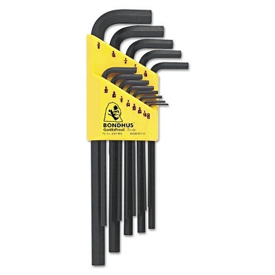 Bondhus 12137 Hex L-Wrench Key Set, 13 per holder, Hex Tip, Inch