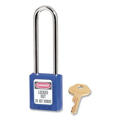 Master Lock 410LTBLU Zenex Thermoplastic Safety Lockout Padlock, 410, 1-1/2 W x 1-3/4 H Body, 3 in H Shackle, KD, Blue