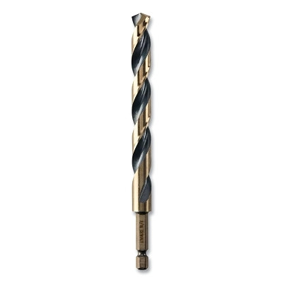 DeWalt DWA5028 Black and Gold Impact Ready Drill Bit, 7/16 in dia, 135 Split Point Tip, 5-3/4 in OAL
