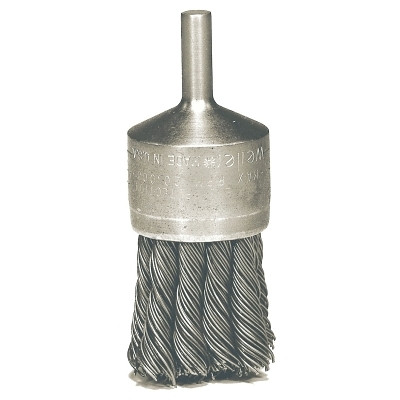 Weiler 10031 Knot Wire End Brush, Stainless Steel Bristles, 1-1/8 in Brush dia x 0.014 in Wire, 22000 RPM, 1 EA/EA