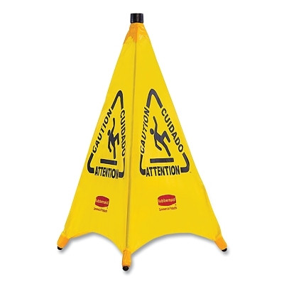 Rubbermaid Commercial FG9S0100YEL Floor Pop-Up Safety Cones, Caution (Multi-Lingual)/Wet Floor Symbol, Yellow, 30 in