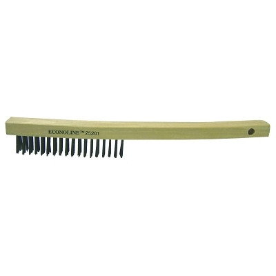 Weiler 25201 Economy Scratch Brushes, 14 in, 4 X 18 Rows, Steel Wire, Curved Hardwood Handle