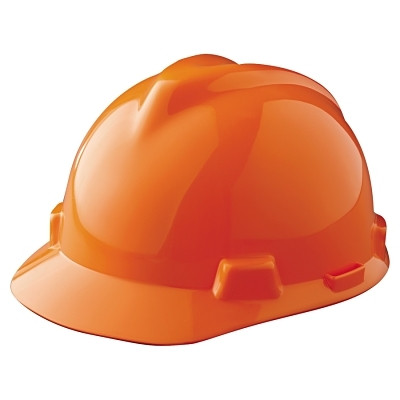 MSA 488146 V-Gard Protective Cap-Style Hard Hat, Slotted, Fas-Trac III Suspension, Standard Size, Hi-Viz Orange