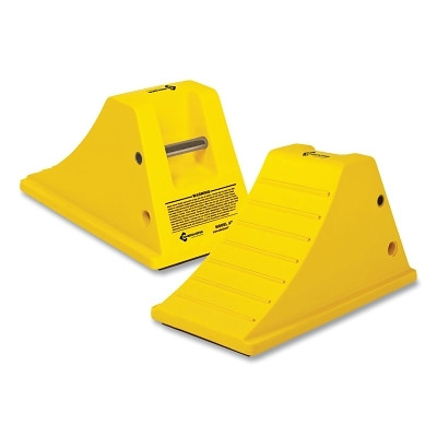 Checkers AT3512-RP-Y All-Terrain Heavy Duty Wheel Chock, 80000 lb Load Capacity, 28 in to 38 in Tires, Yellow, Includes Rubber Pads