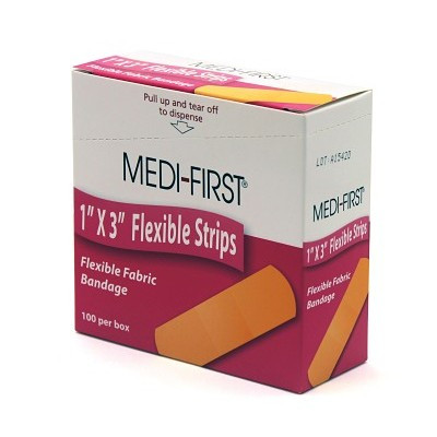 Medi-First Plus 62533 Flexible Bandage, 1 in W, 3 in L, Cloth