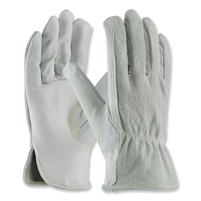 PIP 68-163SB/L Regular Grade Top Grain Split Cowhide Leather Drivers Gloves, Kevlar Stitching, Large, Natural
