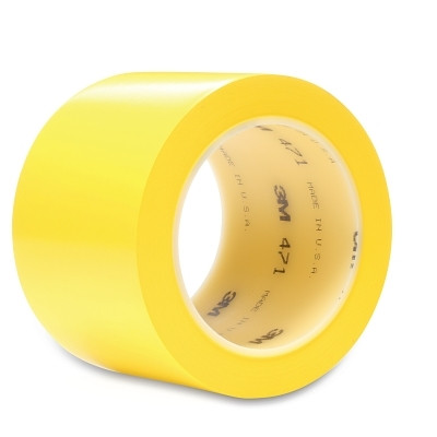 3M 7000028852 Vinyl Tape 471, 2 in W x 36 yd L, 5.2 mil Thick, Yellow