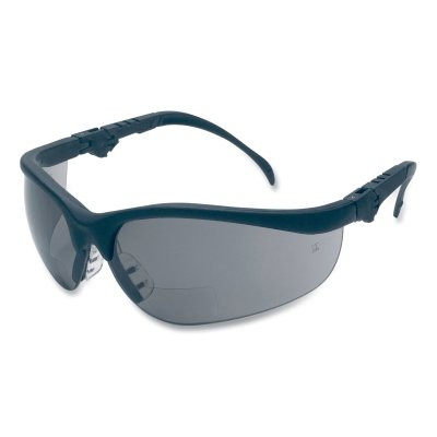 MCR Safety K3H25G Klondike KD3 Series Bifocal Reader Safety Glasses, Gray Lens, Black Frame, 2.5 Diopter
