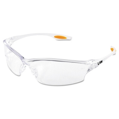 MCR Safety LW210AF Law LW2 Series Safety Glasses, Clear Lens, Anti-Fog, TPR Nose Piece and Temple Inserts, Clear Frame