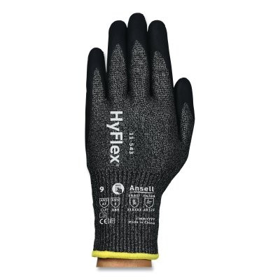 HyFlex 11-543-VP-090 11-543 Cut Resistance Gloves, Size 9, Black, Vend Pk