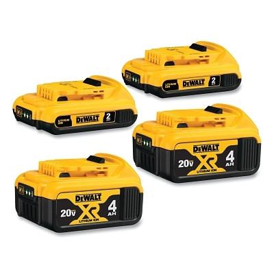 DeWalt DCB324-4 MAX* Cordless Tool Battery, 20 V, Lithium-ion, 2.0 Ah/4.0 Ah, 4 PK