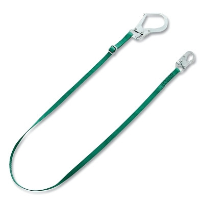 MSA 10201457 V-SERIES Restraint Lanyard, Adjustable Web, 8 ft L, 36CL, Small/Large Steel Snaphooks, Single, 400 lb