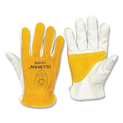 Tillman 1418XL Drivers Gloves, X-Large, Cotton Stitching/Top Grain and Split Cowhide, Unlined, Bourbon Brown/Pearl