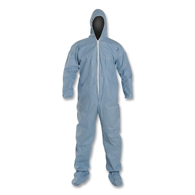 DuPont TM122SBULG002500 Tempro Coveralls with Attached Hood and Integrated Socks, Blue, Large