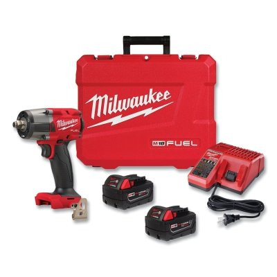 Milwaukee Tool 2962-22R 2962 M18 FUEL 1/2 in Mid-Torque Impact Wrench, Friction Ring, 18 V, 2575 RPM, Incl Resistant Batteries/Charger/Case