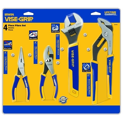 Irwin VISE-GRIP 2078705 4-pc ProPlier Sets, 6in Long Nose/6in Slip Joint/10in Pliers/Tray