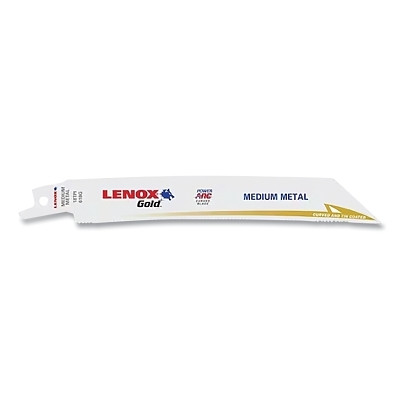 Lenox 21073824GR Gold Power Arc Curved Reciprocating Saw Blade, 8 in L x 3/4 in W x 0.035 in Thick, 24 TPI, Metal