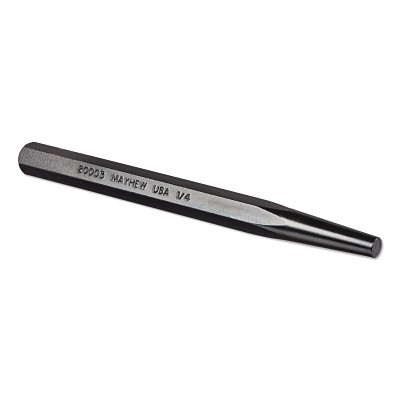 Mayhew Tools 20003 Solid Punch, 5 in L, 1/4 in Tip, Alloy Steel