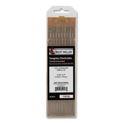 Best Welds 1167GL 1.5%anthanated Tungsten Electrode, 1/16 in x 7 in, 10 PK