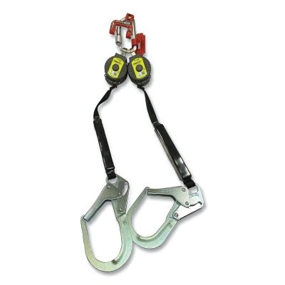 Miller by PIP MTL-OHW2-22/11FT Turbolite+ Twin Fall Limiter, Vectran, 11 ft L, Carabiner with G2 Connector, Locking Rebar Hook, 420 lb, 2 Legs