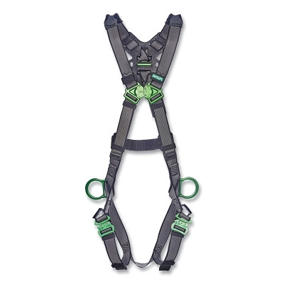 MSA 10195067 V-FIT Full-Body Harness, Back/Hips D-Rings, Super XL, QC Chest/Leg Strap Buckles, Shoulder Padding