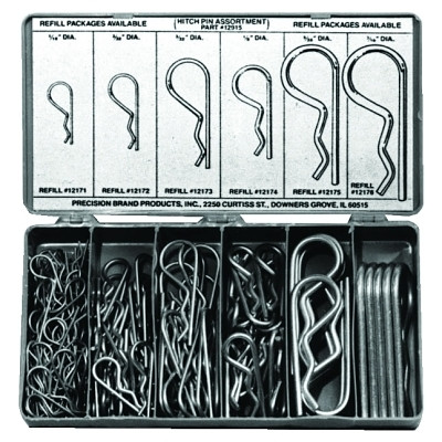 Precision Brand 12915 Hitch Pin Clip Assortments, Spring Steel