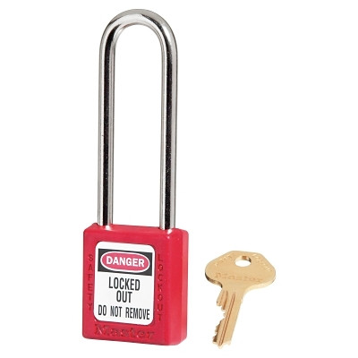 Master Lock 410KALTRED Zenex Thermoplastic Safety Lockout Padlock, 410, 1-1/2 W x 1-3/4 H Body, 3 in H Shackle, KA, Red